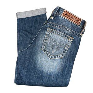 Rock Revival Anabela Boyfriend Crop Womens Jeans 26 22 Cuffed Distressed Blue